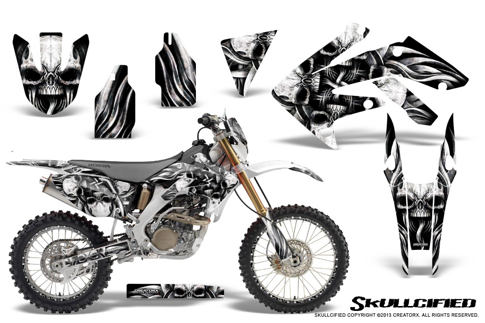 Honda CRF 250X 04-12 Graphics Kit Skullcified WB Silver NP Rims